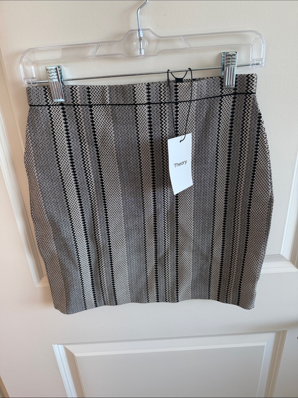 Theory Black and Gray Striped Mini Skirt (NWT)